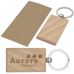 Porte-clés rectangulaire en bois de hêtre Naturel