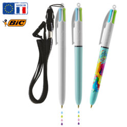 Stylo bille BIC® 4 couleurs Fashion bille + Lanyard